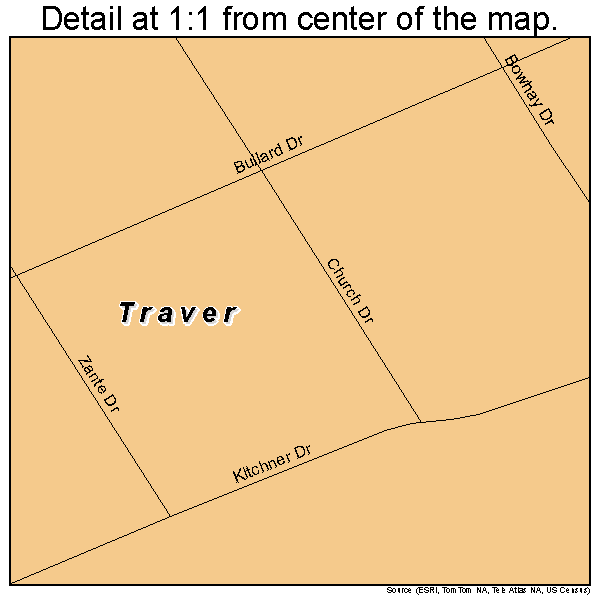 Traver, California road map detail