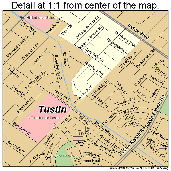 Tustin, California road map detail