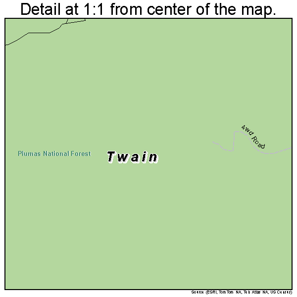 Twain, California road map detail