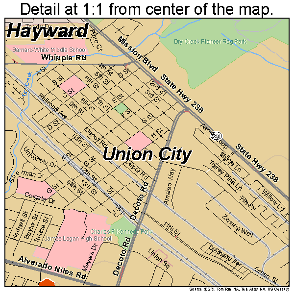 Union City, California road map detail