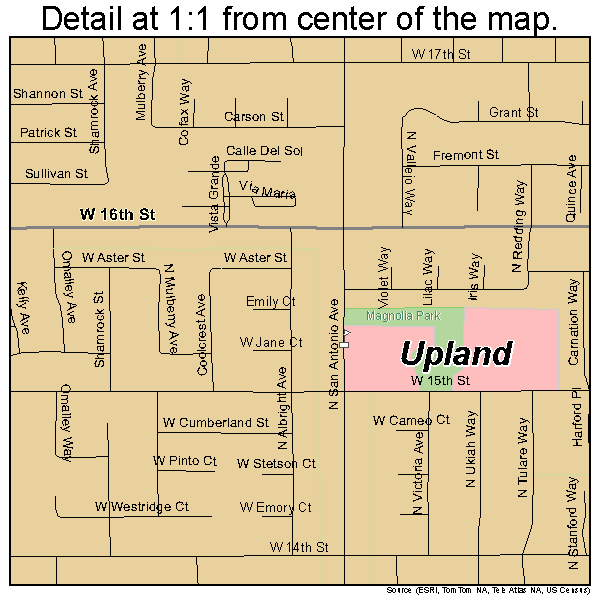Upland, California road map detail
