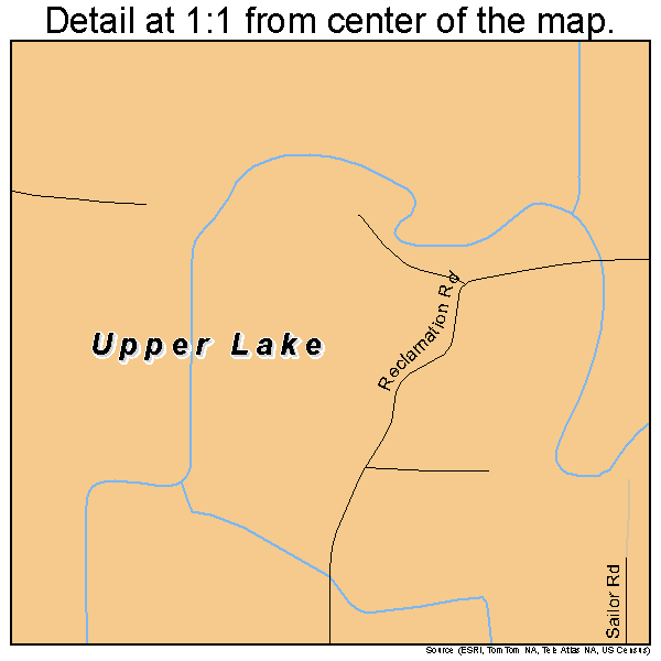 Upper Lake, California road map detail