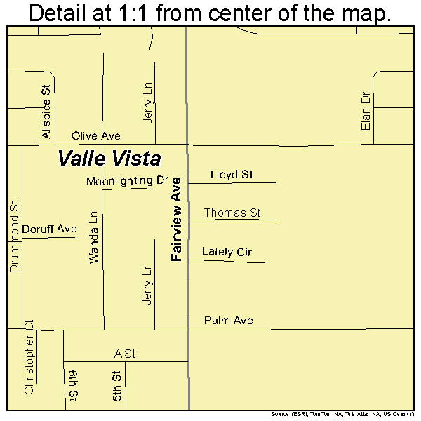 Valle Vista, California road map detail