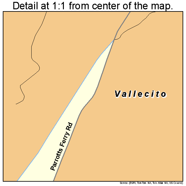 Vallecito, California road map detail