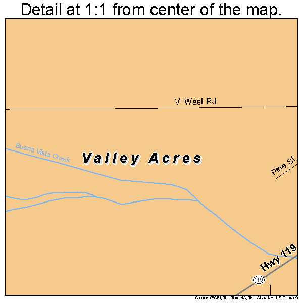 Valley Acres, California road map detail