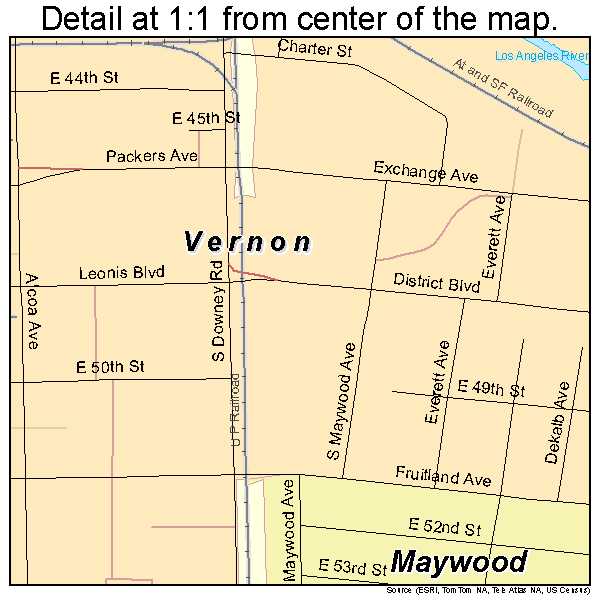 Vernon, California road map detail