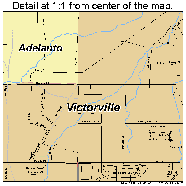 Victorville, California road map detail