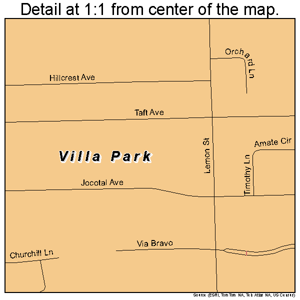 Villa Park, California road map detail