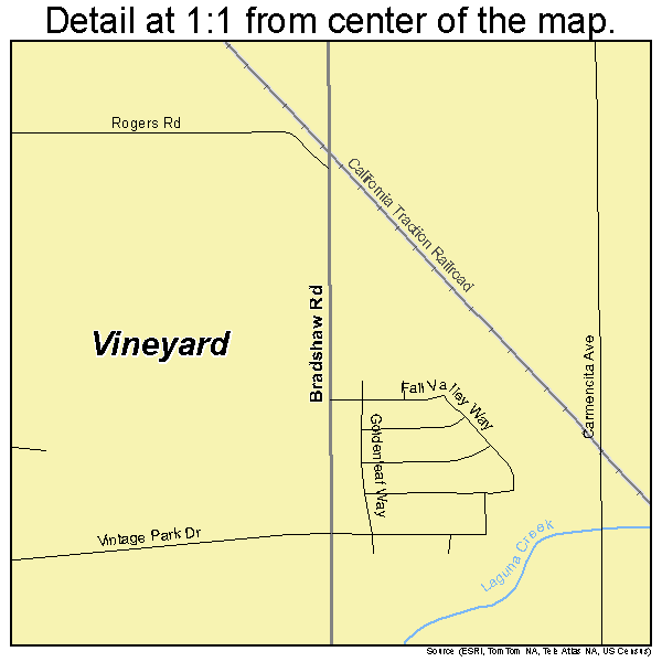 Vineyard, California road map detail
