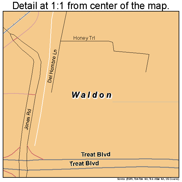Waldon, California road map detail