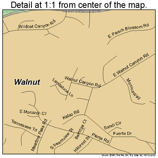 Walnut, California road map detail