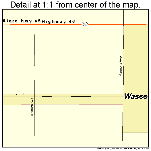 Wasco, California road map detail
