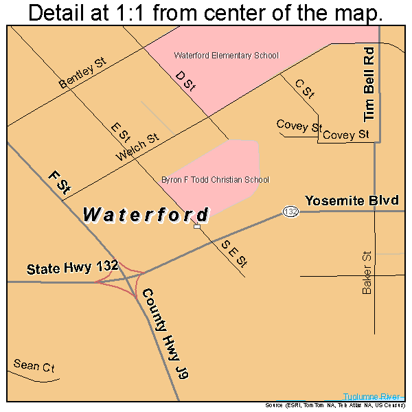 Waterford, California road map detail