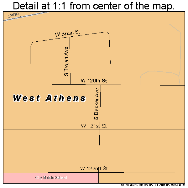 West Athens, California road map detail