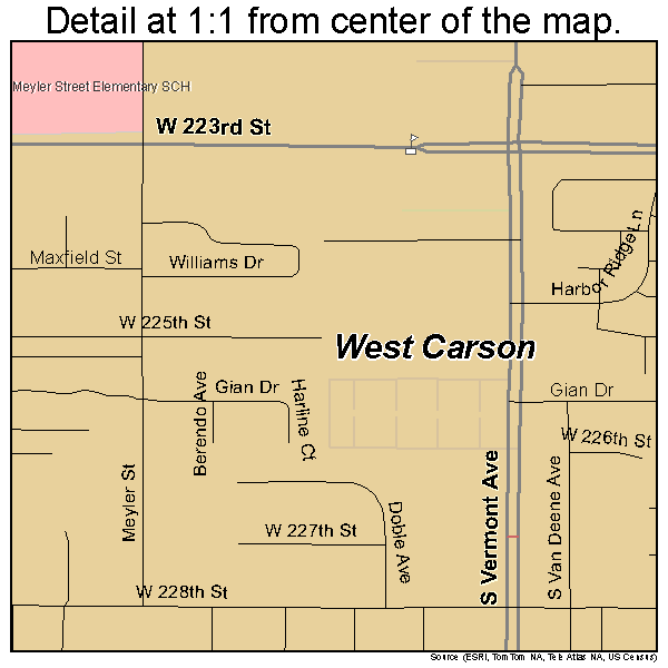 West Carson, California road map detail