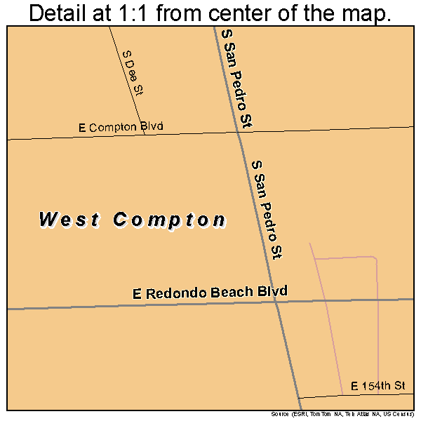 West Compton, California road map detail