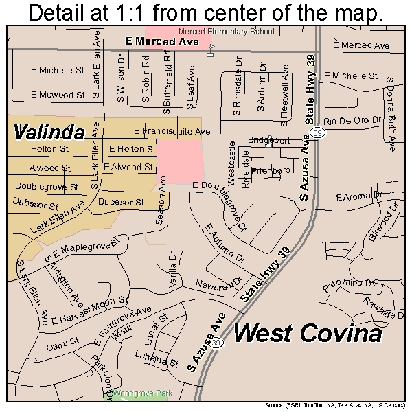 West Covina, California road map detail