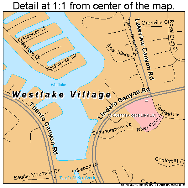 Westlake Village, California road map detail