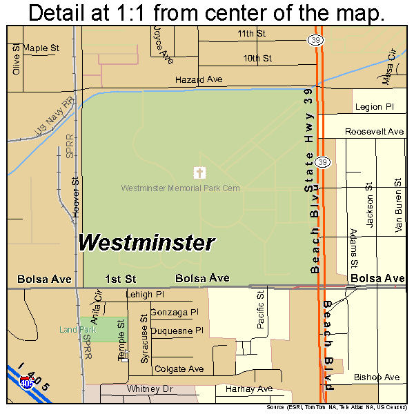 Westminster, California road map detail