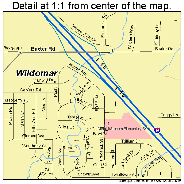 Wildomar, California road map detail