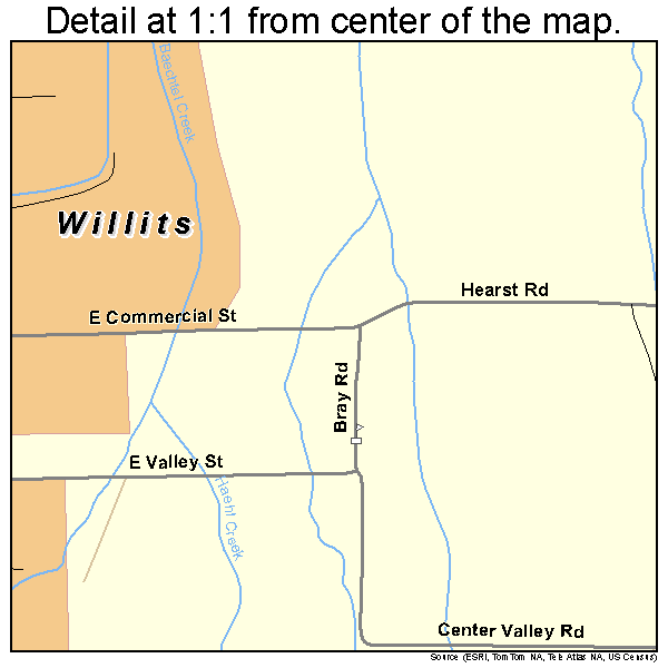 Willits, California road map detail