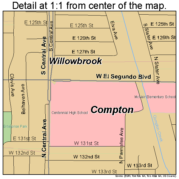 Willowbrook, California road map detail