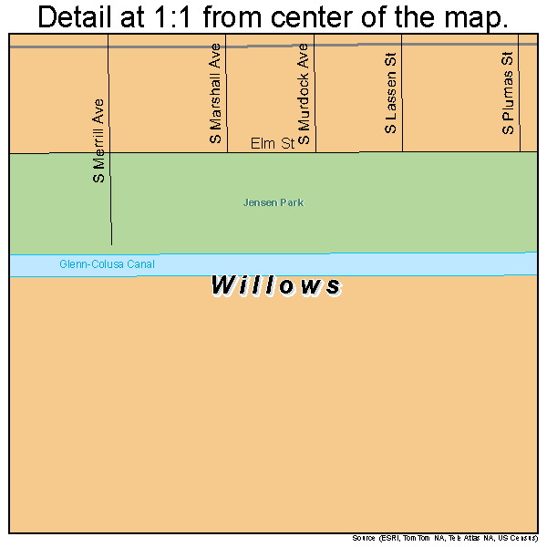 Willows, California road map detail