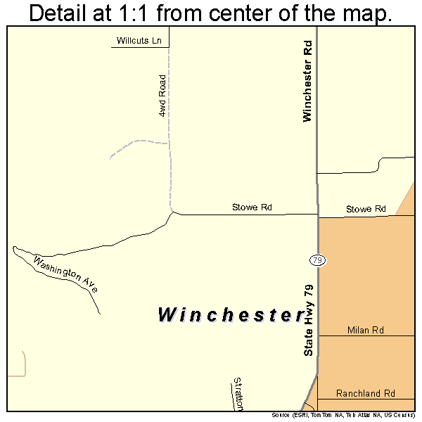 Winchester, California road map detail