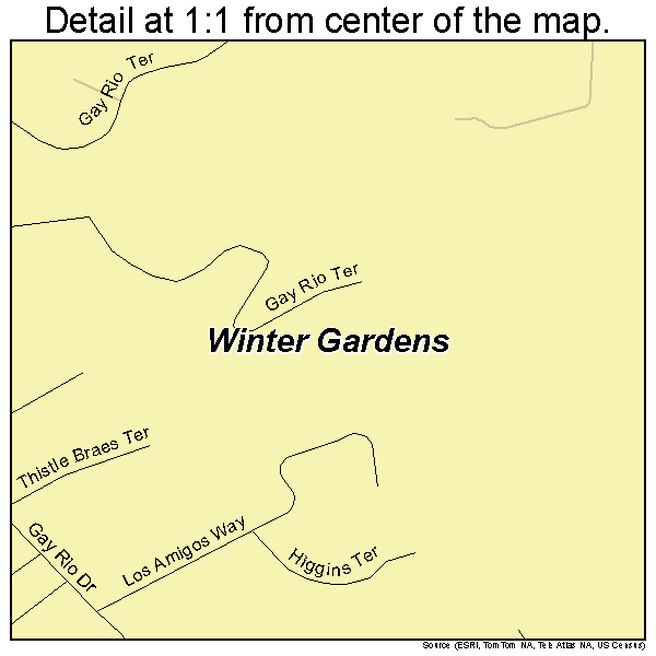 Winter Gardens, California road map detail