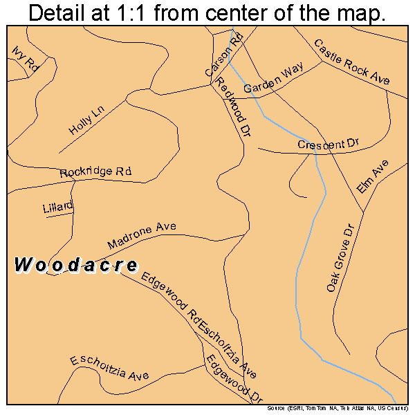 Woodacre, California road map detail