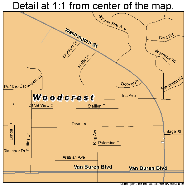Woodcrest, California road map detail