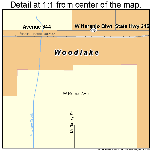 Woodlake, California road map detail