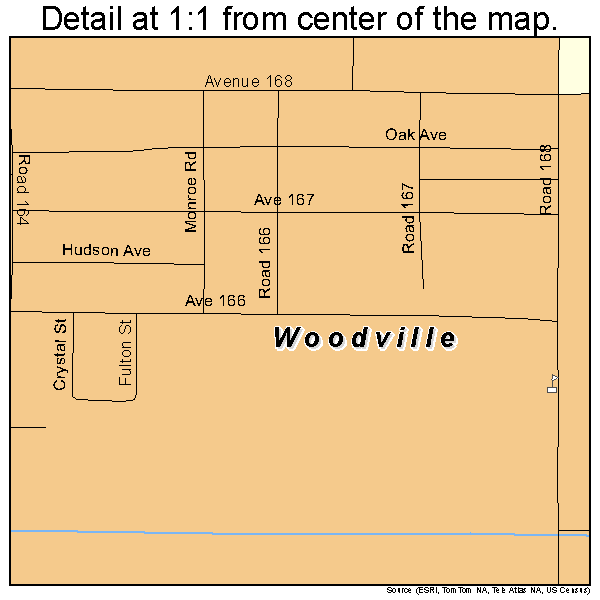 Woodville, California road map detail