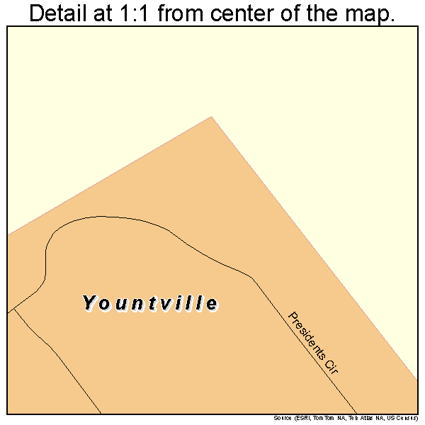 Yountville, California road map detail