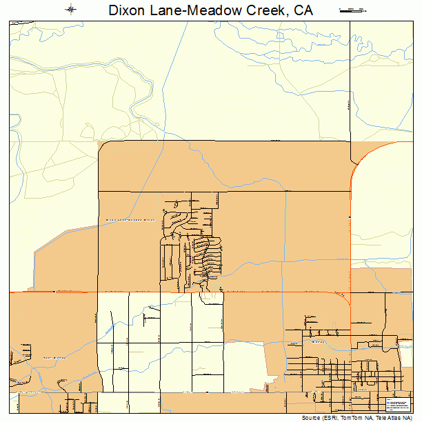 Dixon Lane-Meadow Creek, CA street map