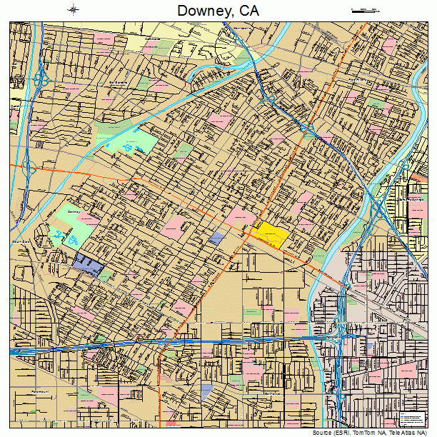 Downey, CA street map