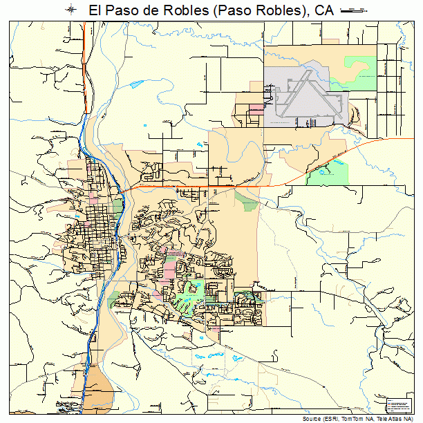 El Paso de Robles (Paso Robles), CA street map