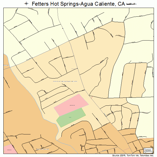 Fetters Hot Springs-Agua Caliente, CA street map