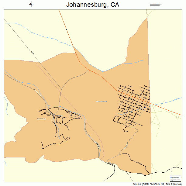 Johannesburg, CA street map