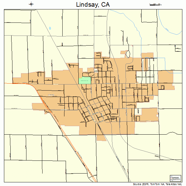 Lindsay, CA street map