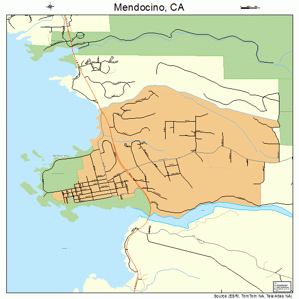 Mendocino, CA street map