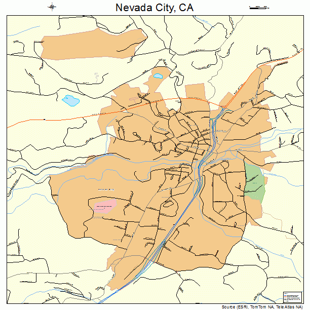 Nevada City, CA street map