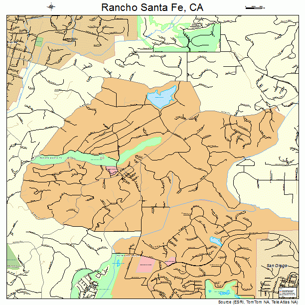 Rancho Santa Fe, CA street map