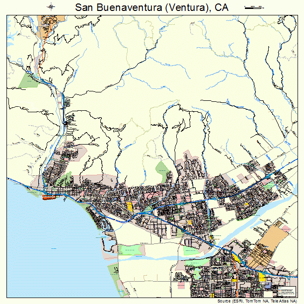 San Buenaventura (Ventura), CA street map
