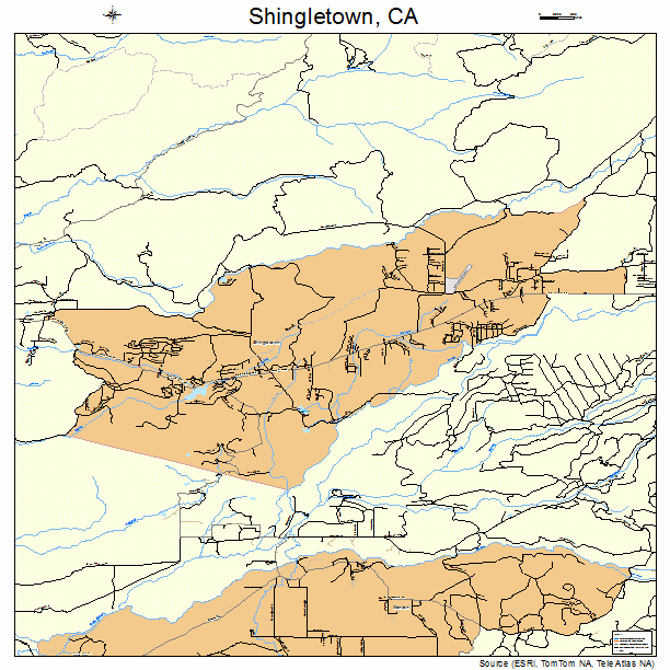 Shingletown California Street Map 0671568