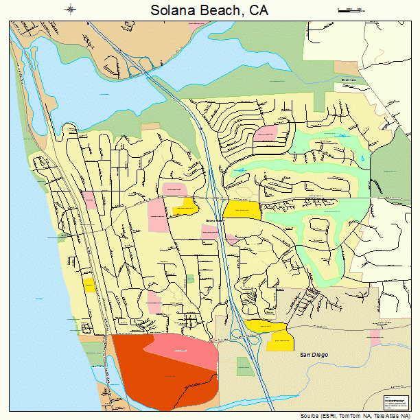 Solana Beach, CA street map
