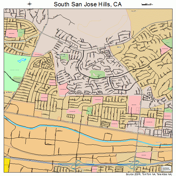 South San Jose Hills, CA street map
