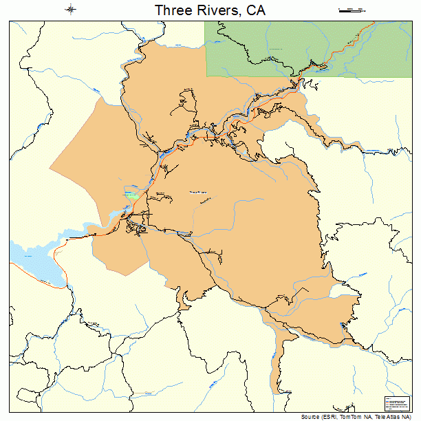 Three Rivers, CA street map