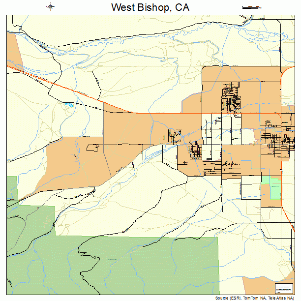 West Bishop, CA street map