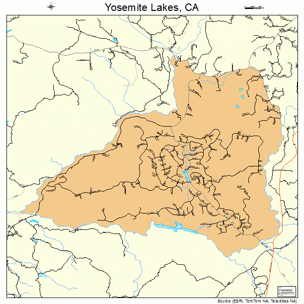 Yosemite Lakes, CA street map